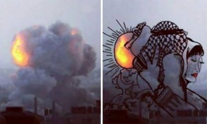 gaza-israel-rocket-strike-smoke-art-By-Belal-Khaled