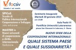 Focsiv - “Nuove sfide della cooperazione internazionale: quale sistema paese e quale sussidiarietà?”